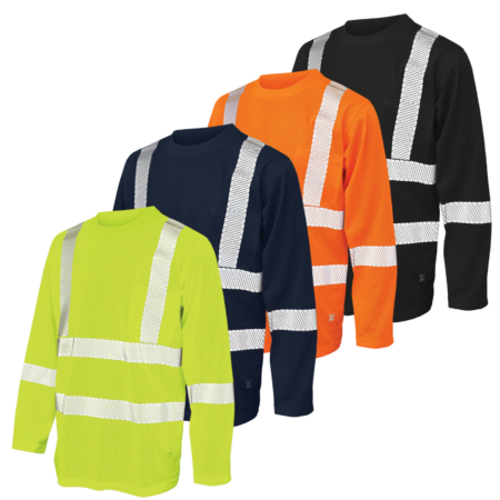 Micro Mesh Long-Sleeve Safety T-Shirt with Pocket